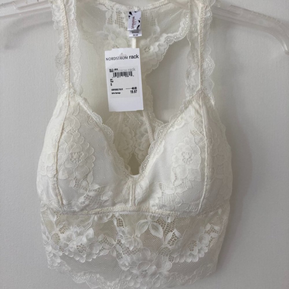 NEW Wishlist White Racerback Lace Bralette (Small)
